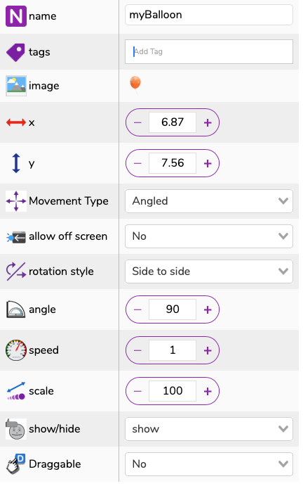 List of balloon properties